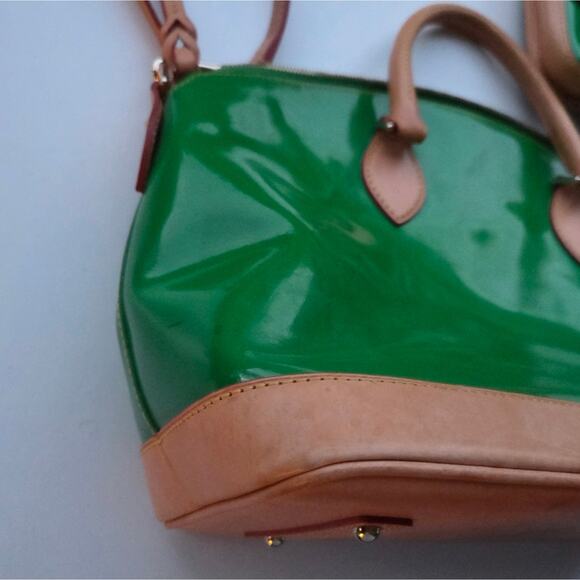 Dooney & Bourke Patent Darcy Satchel Double Handle Grass Green Handbag - Picture 8 of 15